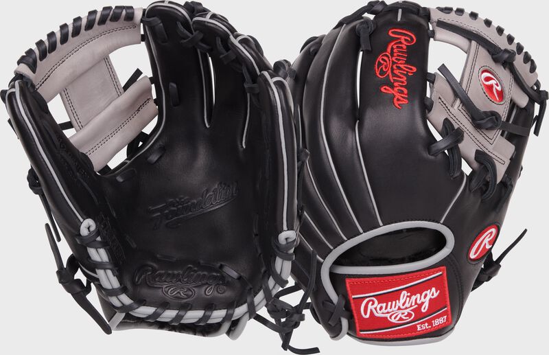 2 images showing the palm & back of a Foundation Series Aaron Judge youth infield glove - SKU: RSGRF204-2B loading=