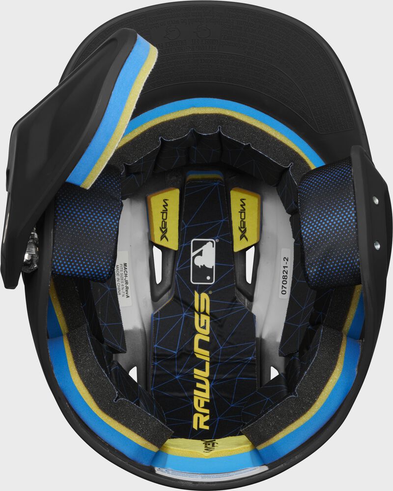 Inside view of Rawlings Mach Carbon Batting Helmet - SKU: MAAL loading=