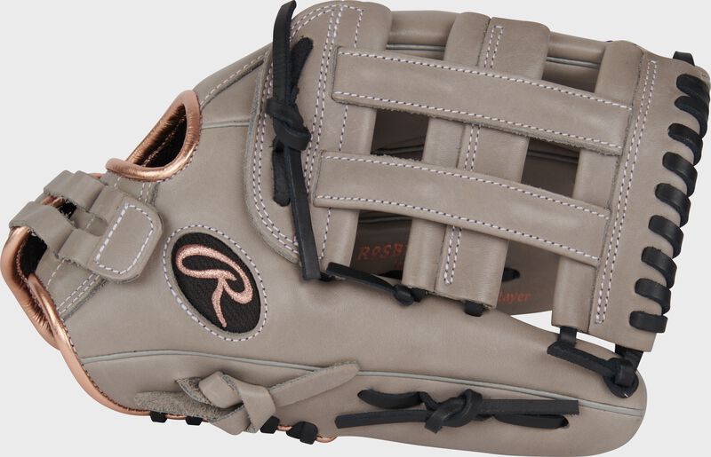 Thumb of a gray R9 Series 12" ContoUR fit fastpitch glove with a gray H-web loading=