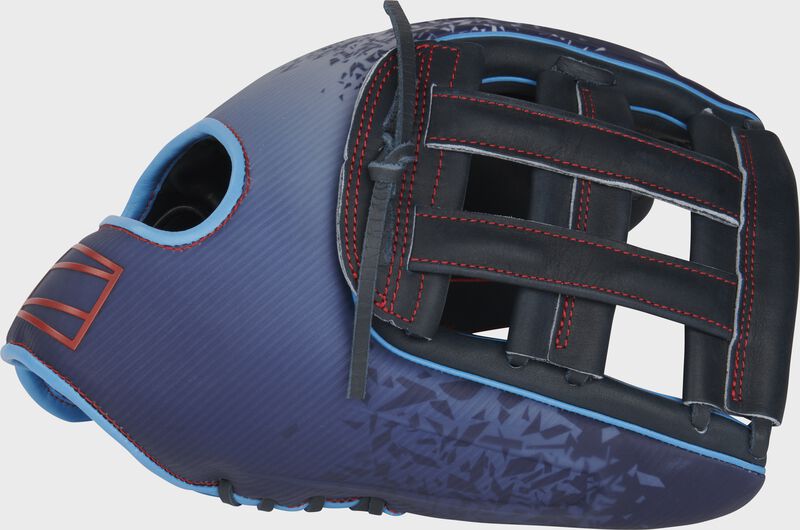 Thumb f a navy REV1X 12.75" outfield glove with a Pro H Web - SKU: REV3039-6N loading=