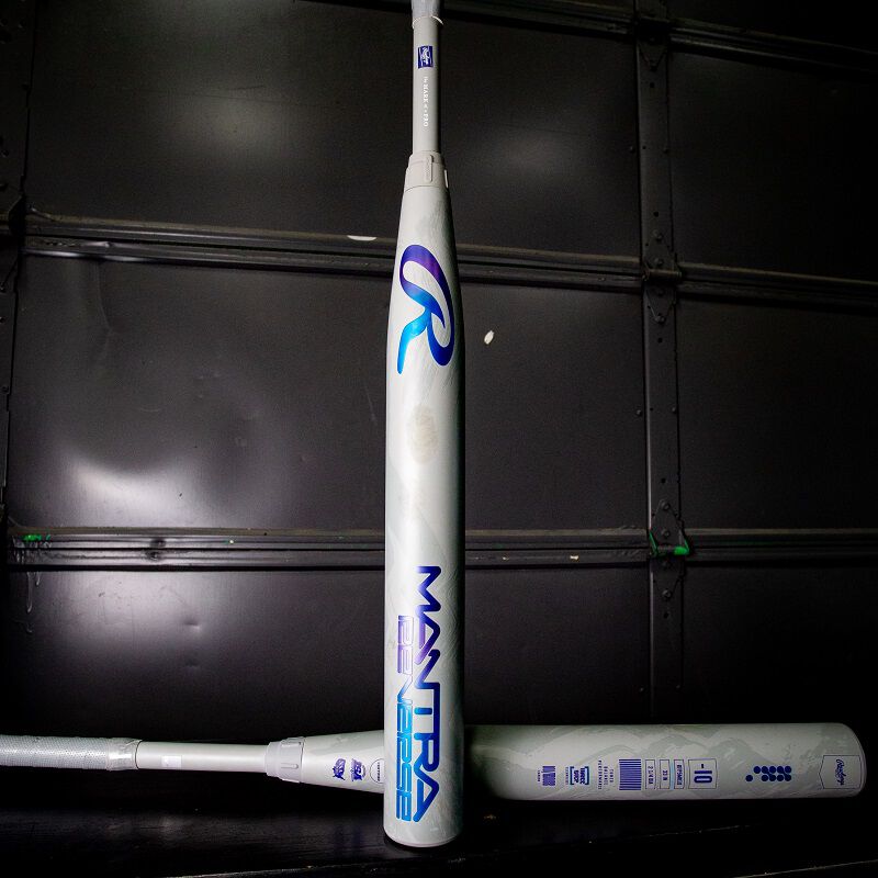 Picture of two Rawlings Mantra Reverse fastpitch softball bats loading=