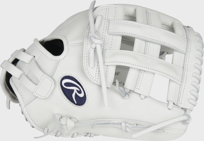 Thumb of a white 2022 Liberty Advanced 12.25-Inch softball glove with a white H-web - SKU: RLA207SB-6W loading=