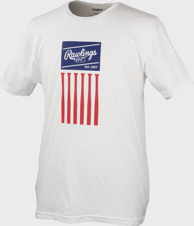 Rawlings Adult White Bat Flag T-Shirt